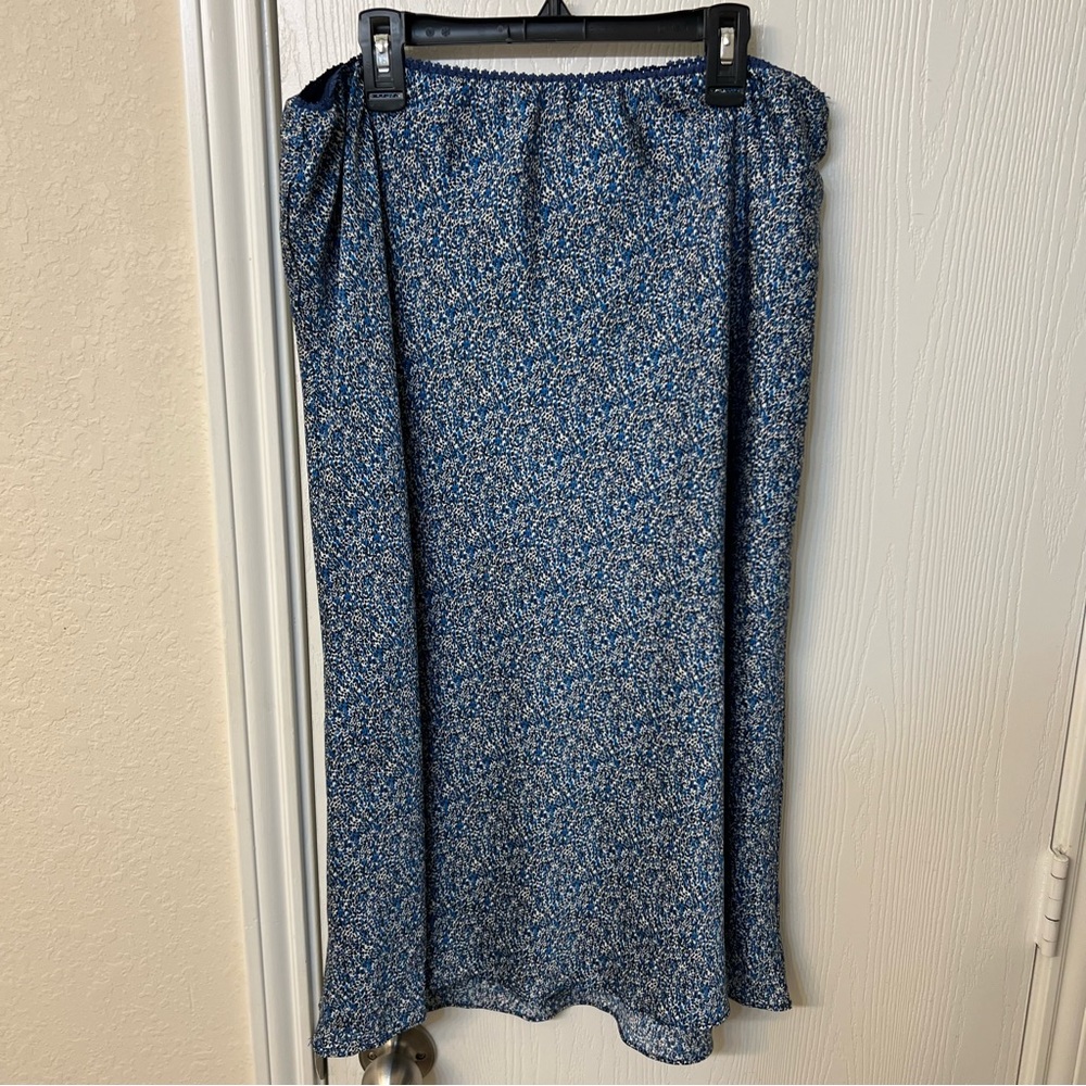 Chelsea & Violet Maxi Blue Floral Straight Skirt with Lace Trim, Women's Size L